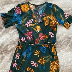 Timing brand green floral Maxi high low dress